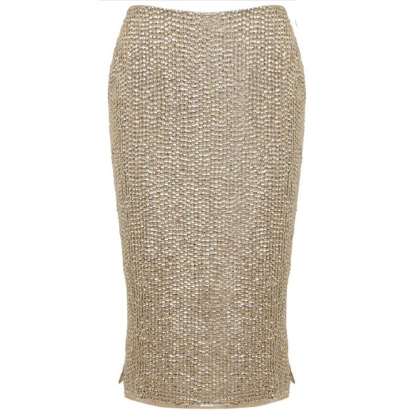 NEW✨Miss Selfridge Gold Sequin Midi Skirt - Picture 1 of 7